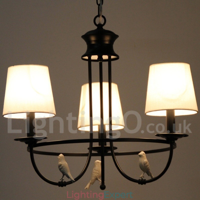 3 Light Retro Black Mediterranean Style Rustic Contemporary Candle Style Chandelier