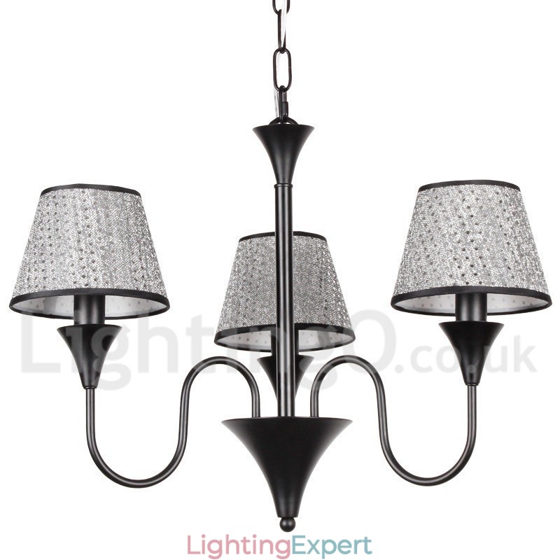 3 Light Rustic Modern Contemporary Retro Black Candle Style Chandelier