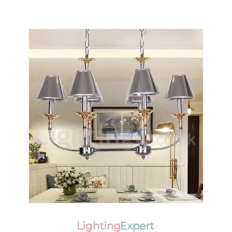 6 Light Modern Contemporary Chrome Candle Style Chandelier