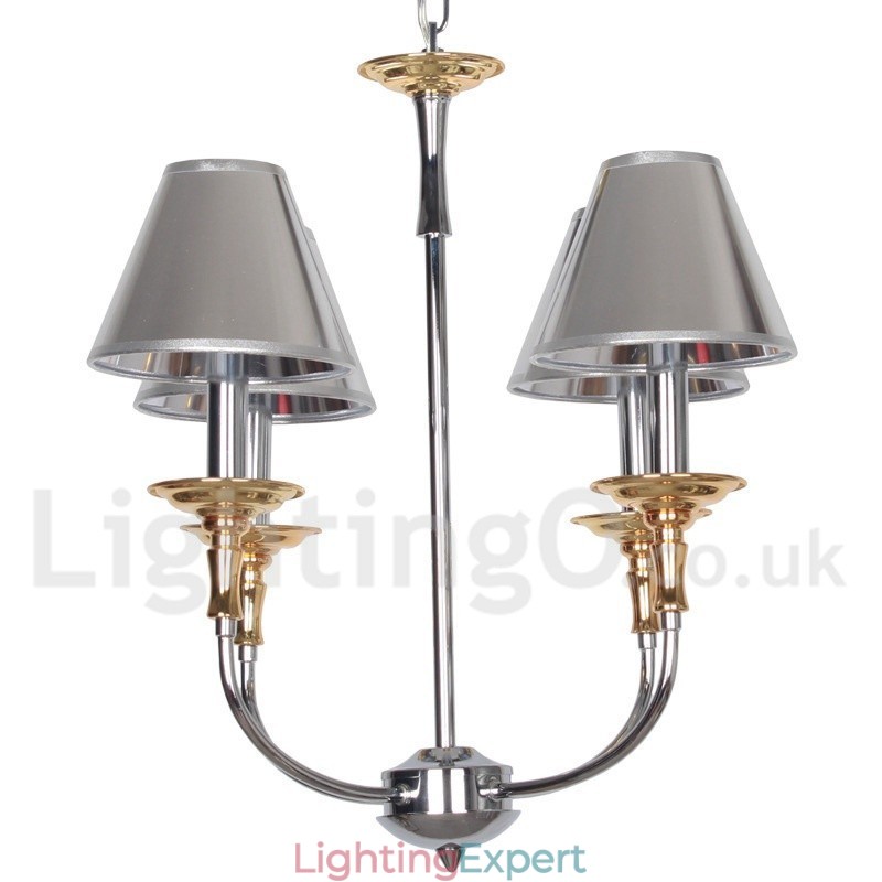 4 Light Modern Contemporary Chrome Candle Style Chandelier