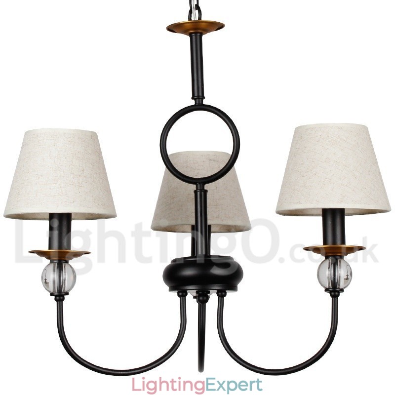 3 Light Rustic Retro Black Mediterranean Style Contemporary Candle Style Chandelier