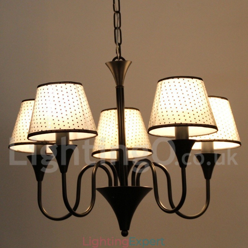 5 Light Rustic Modern Contemporary Retro Black Candle Style Chandelier