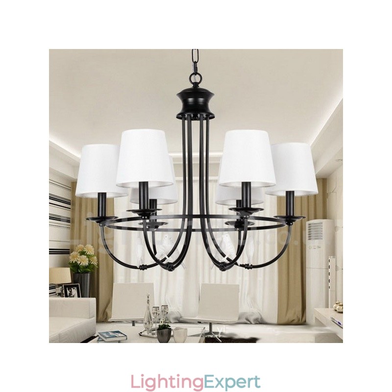 6 Light Retro Black Mediterranean Style Rustic Contemporary Candle Style Chandelier