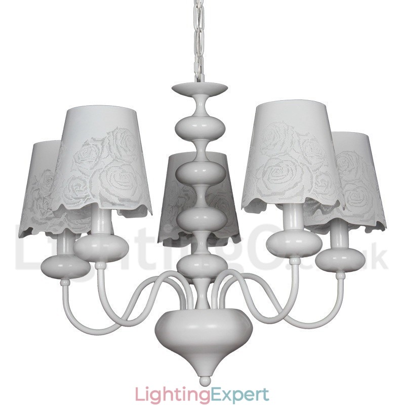 5 Light Modern Contemporary Hollow White Candle Style Chandelier