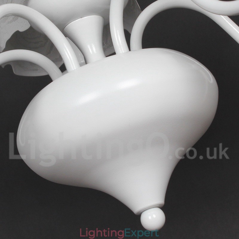5 Light Modern Contemporary Hollow White Candle Style Chandelier