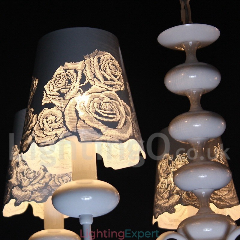 5 Light Modern Contemporary Hollow White Candle Style Chandelier