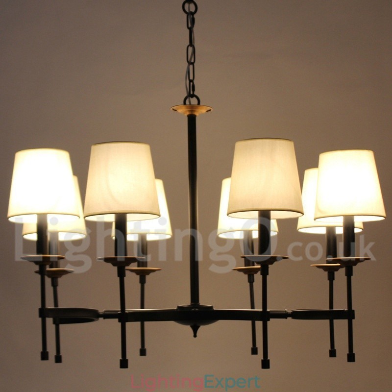 8 Light Rustic Black Retro Candle Style Chandelier