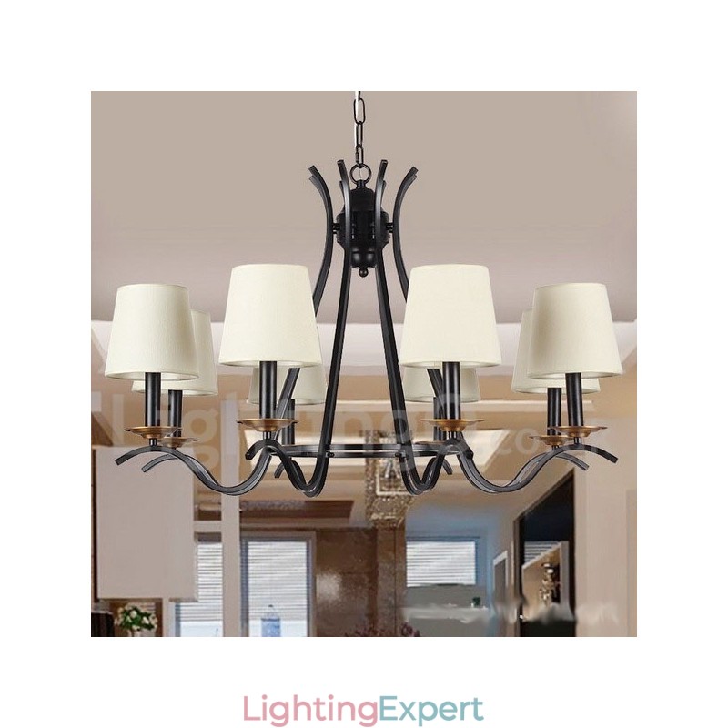 8 Light Black Retro Contemporary Candle Style Chandelier