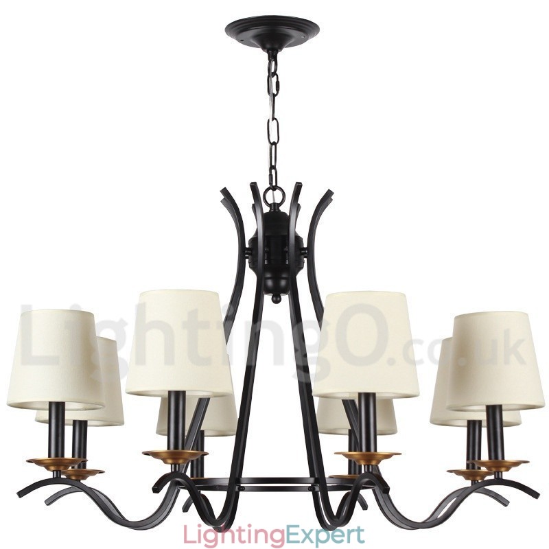 8 Light Black Retro Contemporary Candle Style Chandelier