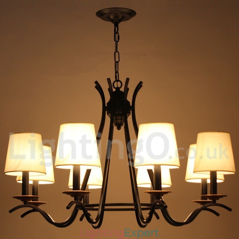 8 Light Black Retro Contemporary Candle Style Chandelier