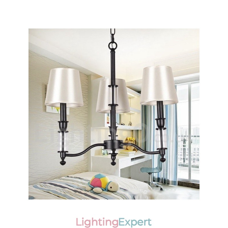 3 Light Black Retro Contemporary Candle Style Chandelier