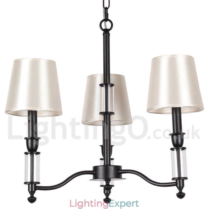 3 Light Black Retro Contemporary Candle Style Chandelier
