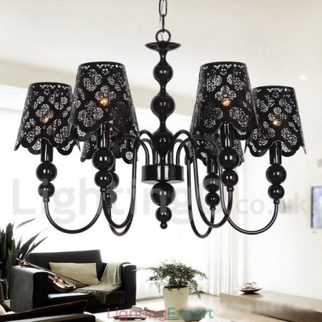 6 Light Modern Contemporary Hollow Black Candle Style Chandelier 6 Light Modern Contemporary Hollow Black Candle Style Chandelier