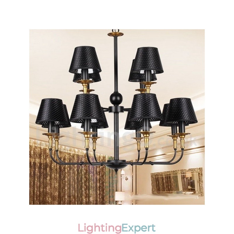 12 Light Retro Rustic 2 Tier Candle Style Chandelier