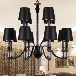 12 Light Black Retro Candle Style Chandelier