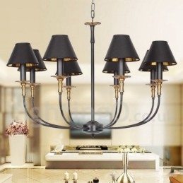 8 Light Retro Black Contemporary Candle Style Chandelier