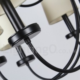 12 Light Retro Contemporary 2 Tier Black Candle Style Chandelier