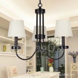 3 Light Retro Contemporary Black Candle Style Chandelier