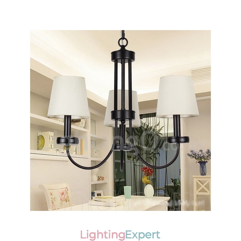 3 Light Retro Contemporary Black Candle Style Chandelier