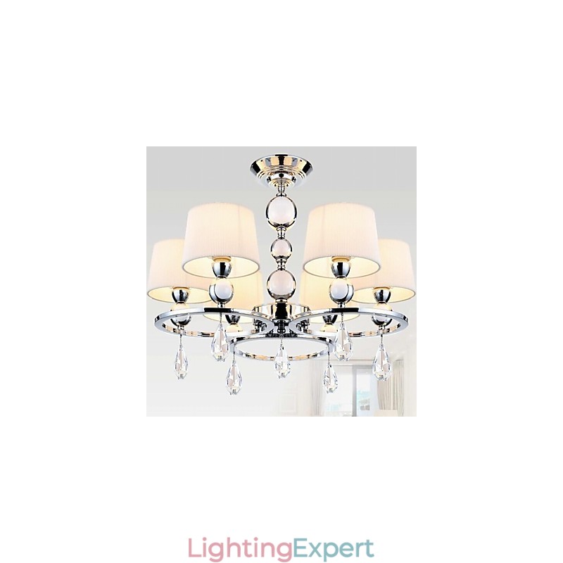 Modern Contemporary Crystal Chrome Metal Chandelier