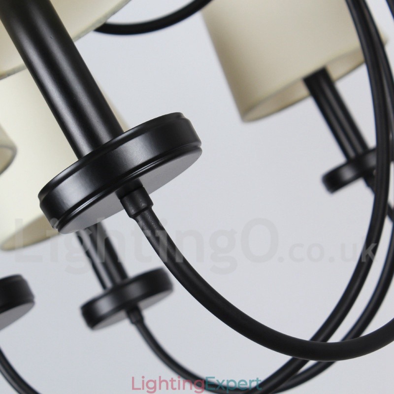 3 Light Retro Contemporary Black Candle Style Chandelier