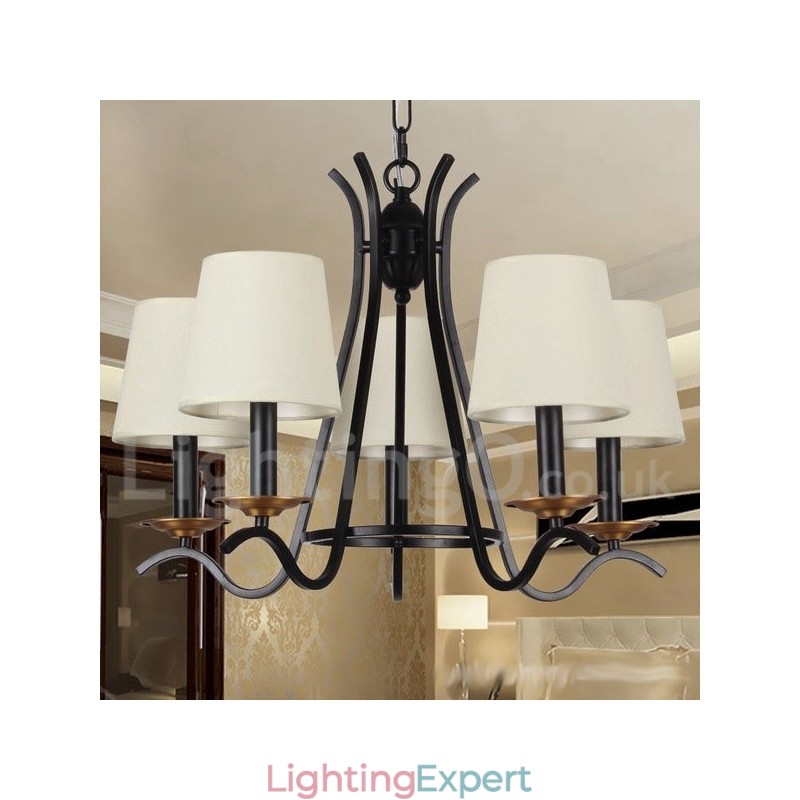 5 Light Black Retro Contemporary Candle Style Chandelier