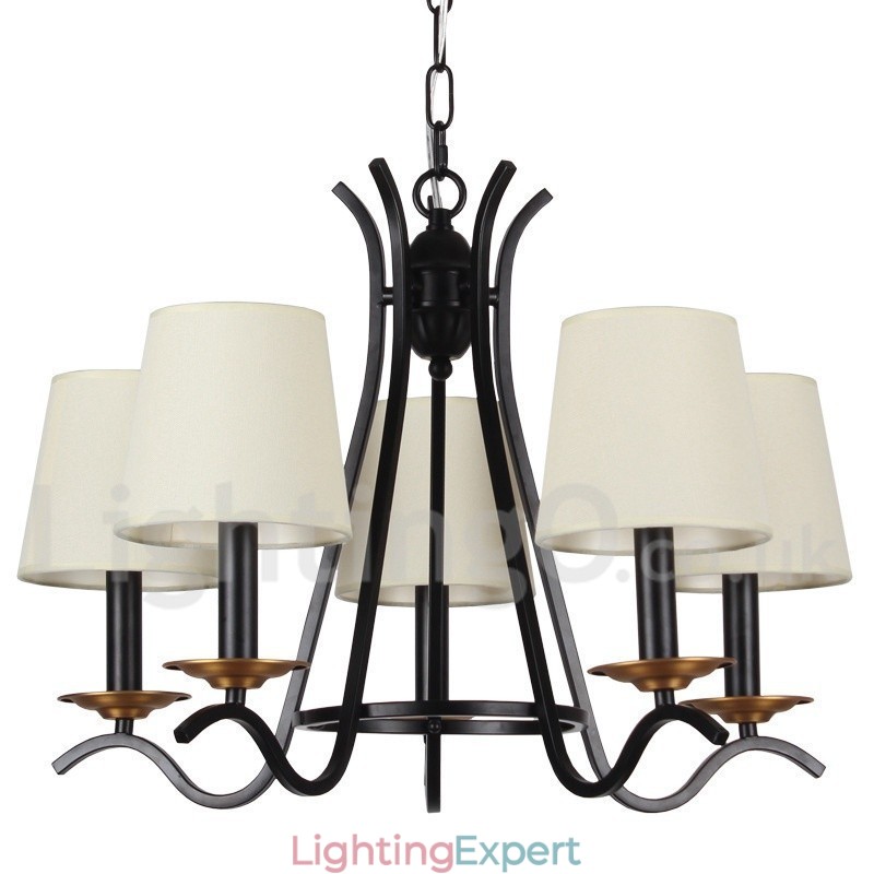 5 Light Black Retro Contemporary Candle Style Chandelier