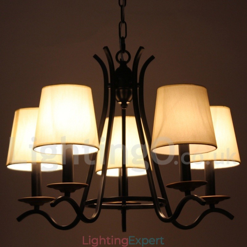 5 Light Black Retro Contemporary Candle Style Chandelier