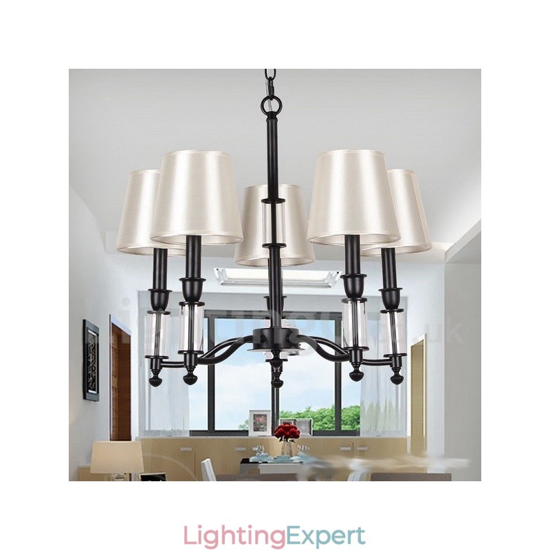 5 Light Black 2 Tier Large Chandelier Retro Contemporary Candle Style Chandelier