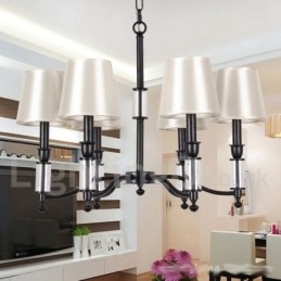6 Light Black Retro Contemporary Candle Style Chandelier