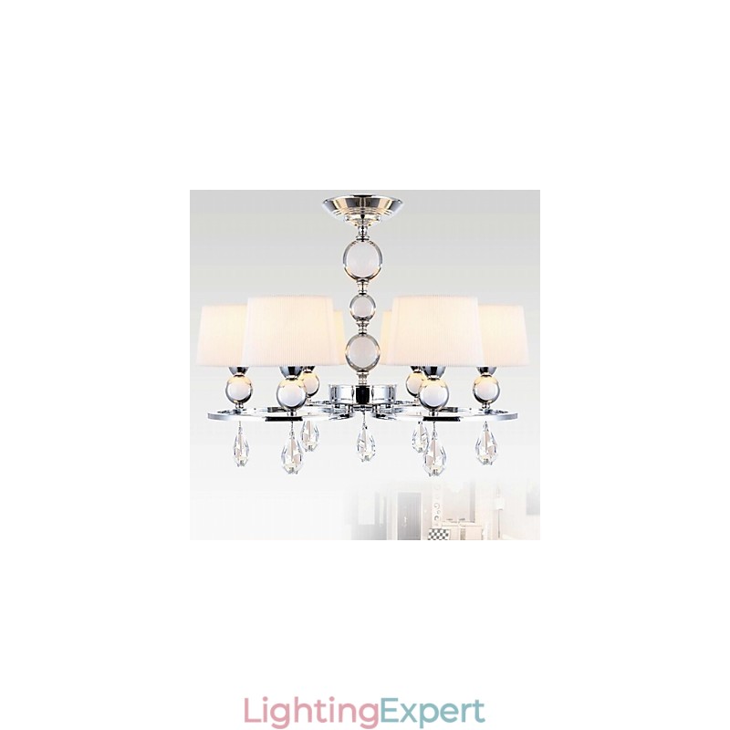 Modern Contemporary Crystal Chrome Metal Chandelier