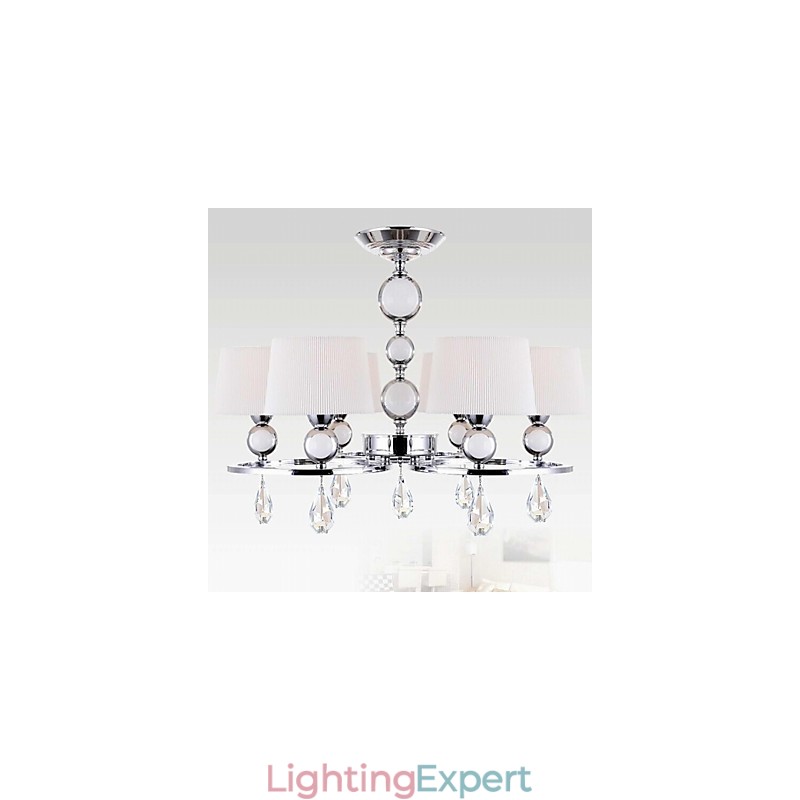 Modern Contemporary Crystal Chrome Metal Chandelier