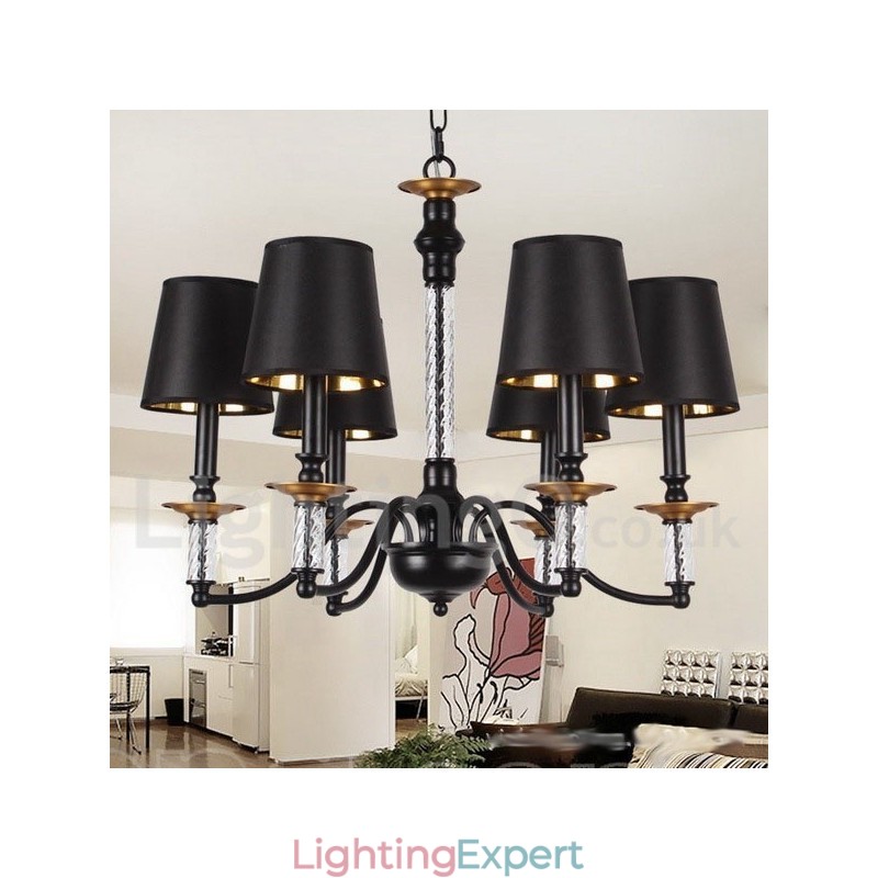 6 Light Black Retro Candle Style Chandelier