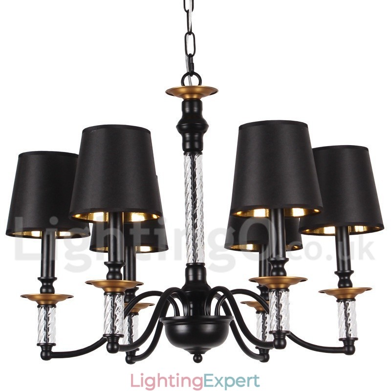 6 Light Black Retro Candle Style Chandelier