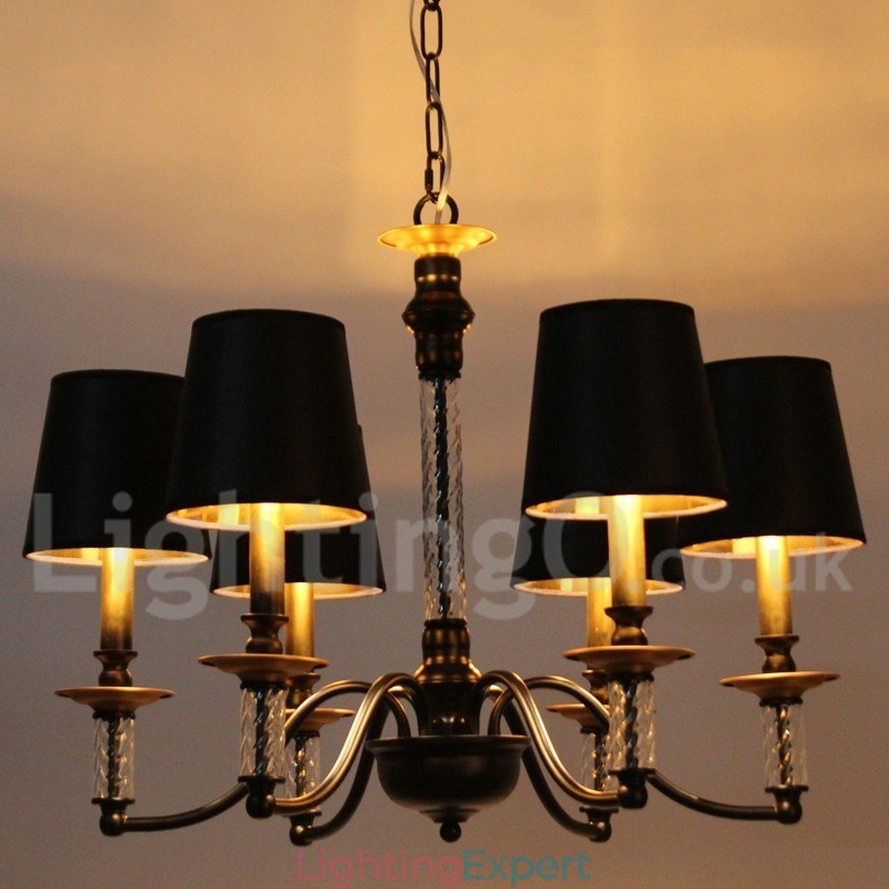6 Light Black Retro Candle Style Chandelier