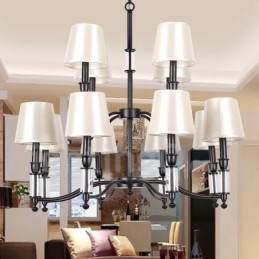 12 Light Black 2 Tier Large Chandelier Retro Contemporary Candle Style Chandelier