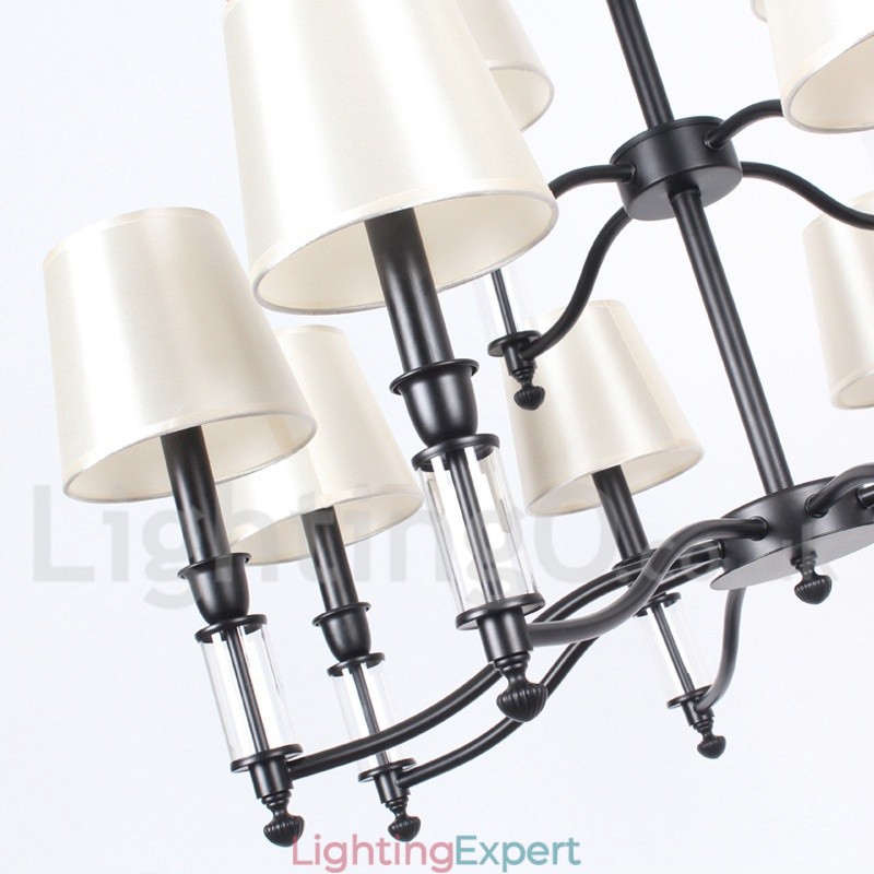 12 Light Black 2 Tier Large Chandelier Retro Contemporary Candle Style Chandelier
