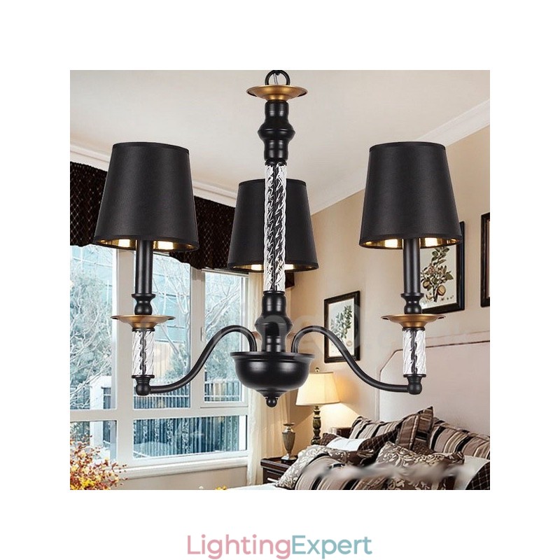 3 Light Black Retro Candle Style Chandelier