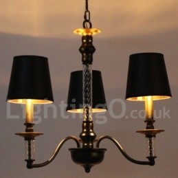 3 Light Black Retro Candle Style Chandelier