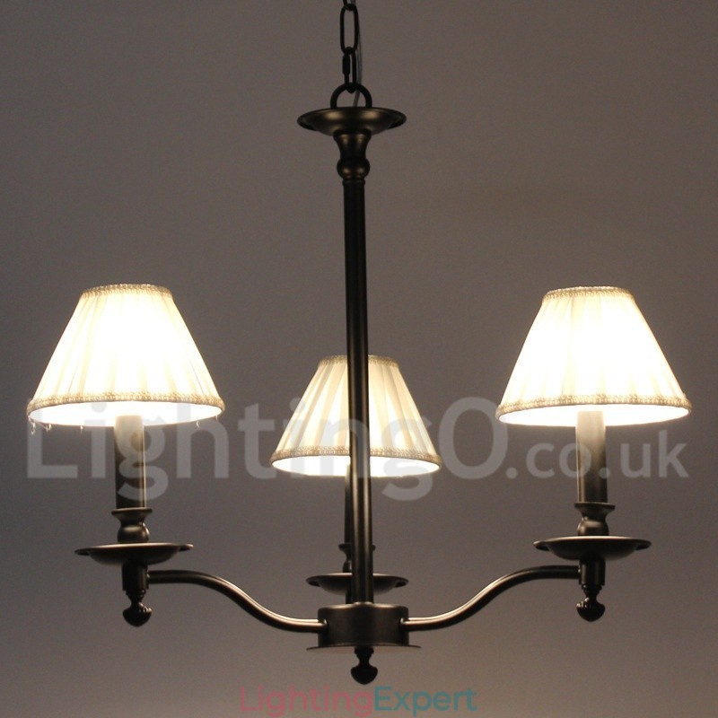 3 Light Retro Contemporary Black Candle Style Chandelier