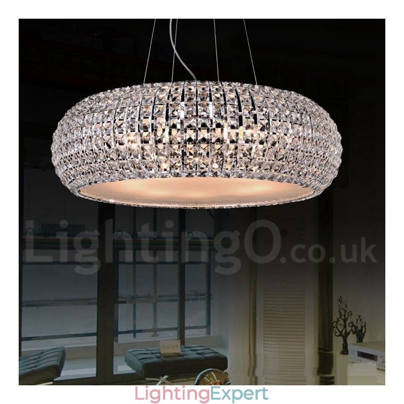 Modern K9 Crystal Ceiling Pendant Light Indoor Chandelier Drum Lighting Lamps Fixtures