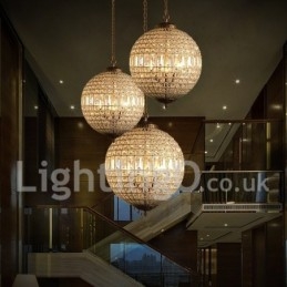 Globe Modern K9 Crystal Ceiling Pendant Light Indoor Chandelier Drum Lighting Lamps Fixtures