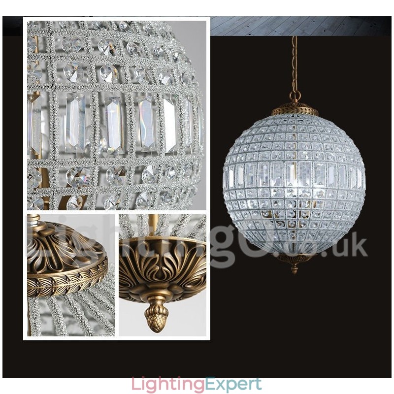 Globe Modern K9 Crystal Ceiling Pendant Light Indoor Chandelier Drum Lighting Lamps Fixtures
