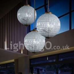 Globe Modern K9 Crystal Ceiling Pendant Light Indoor Chandelier Drum Lighting Lamps Fixtures