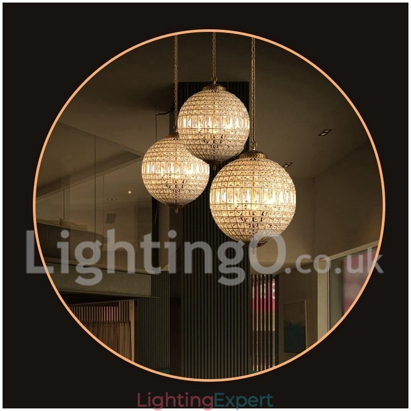 Globe Modern K9 Crystal Ceiling Pendant Light Indoor Chandelier Drum Lighting Lamps Fixtures