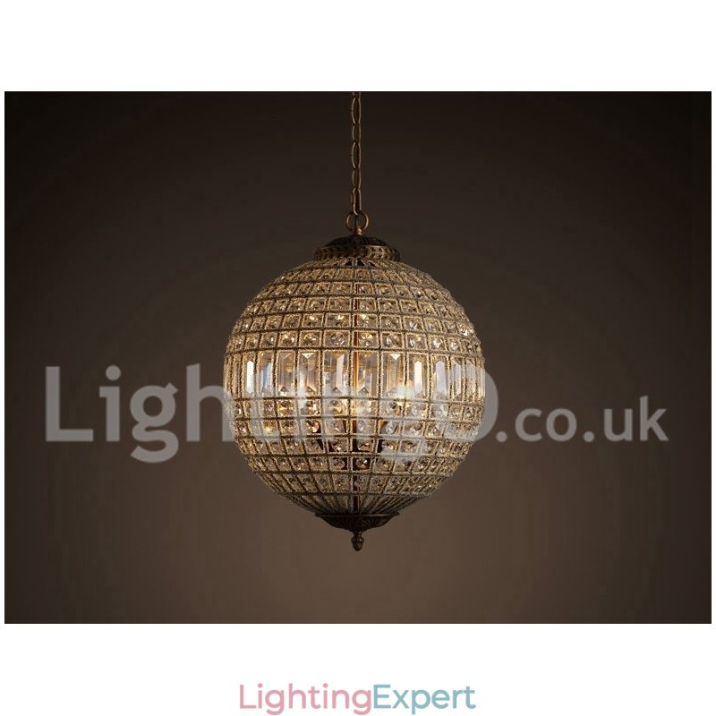 Globe Modern K9 Crystal Ceiling Pendant Light Indoor Chandelier Drum Lighting Lamps Fixtures