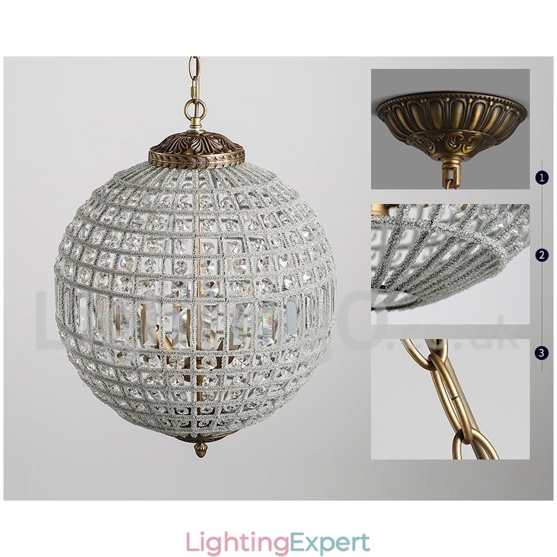 Globe Modern K9 Crystal Ceiling Pendant Light Indoor Chandelier Drum Lighting Lamps Fixtures