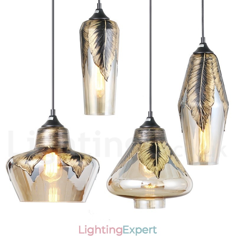 European Retro Glass Pendant Light Lounge Pendant Lamp