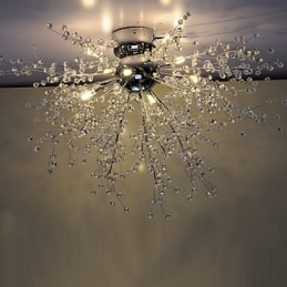 Modern Globe Crystal Chrome Metal Chandelier