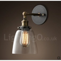 1 Light Rustic Lodge Bedroom Wall Light with Glass Shade